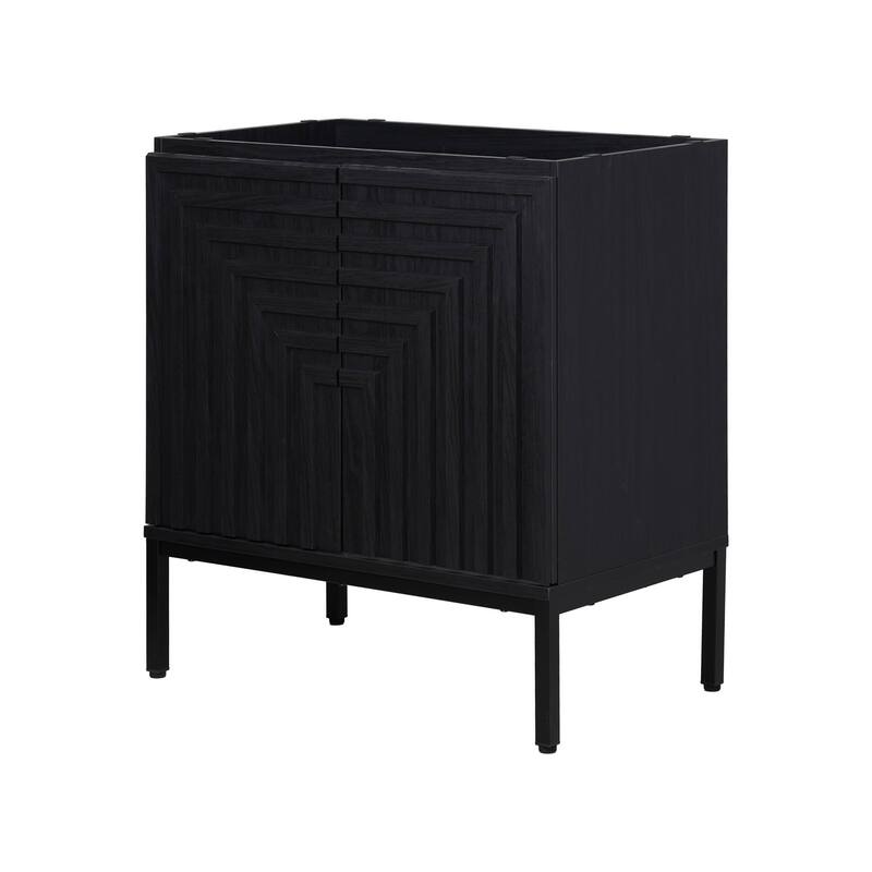 Rowan Geometric Modern Transitional 2-Shelf Bath Vanity Cabinet Only (Sink Basin Not Included), By JONATHAN Y