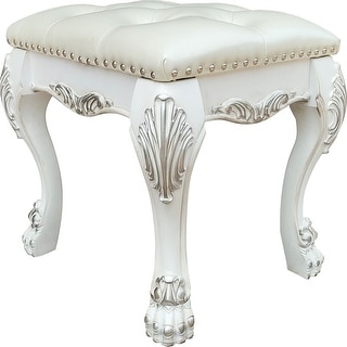 Dresden II Bone White Finish Vanity Stool - Bed Bath & Beyond - 42608883