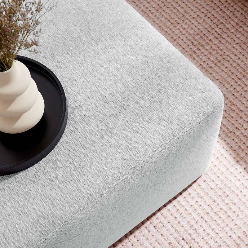 Callum 17"/28" Square Woven Heathered Fabric Upholstered Ottoman