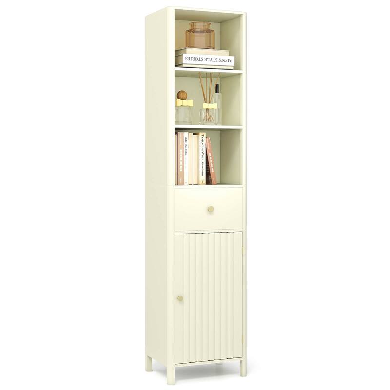 Costway 67” Tall Bathroom Cabinet with 3 Open Shelves, 1 Drawer, - See Details