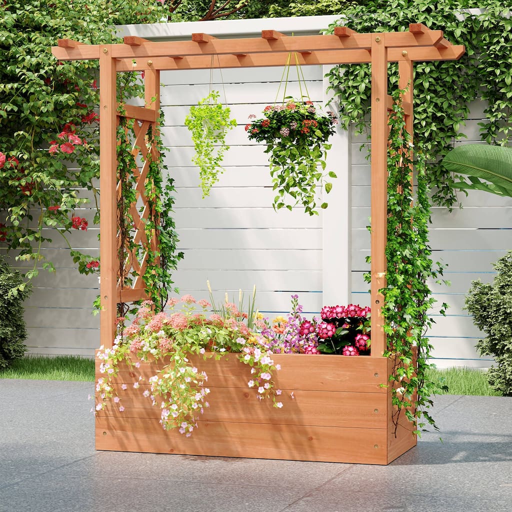 1/2pcs Raised Vertical Garden Bed with Trellis and Drainage Holes
