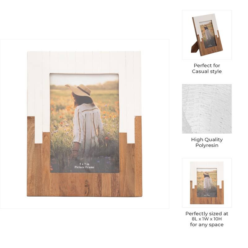 Sagebrook Home Rustic Resin & Wood Picture Frame with Glass Panel - Decorative Polyresin & MDF Photo Display
