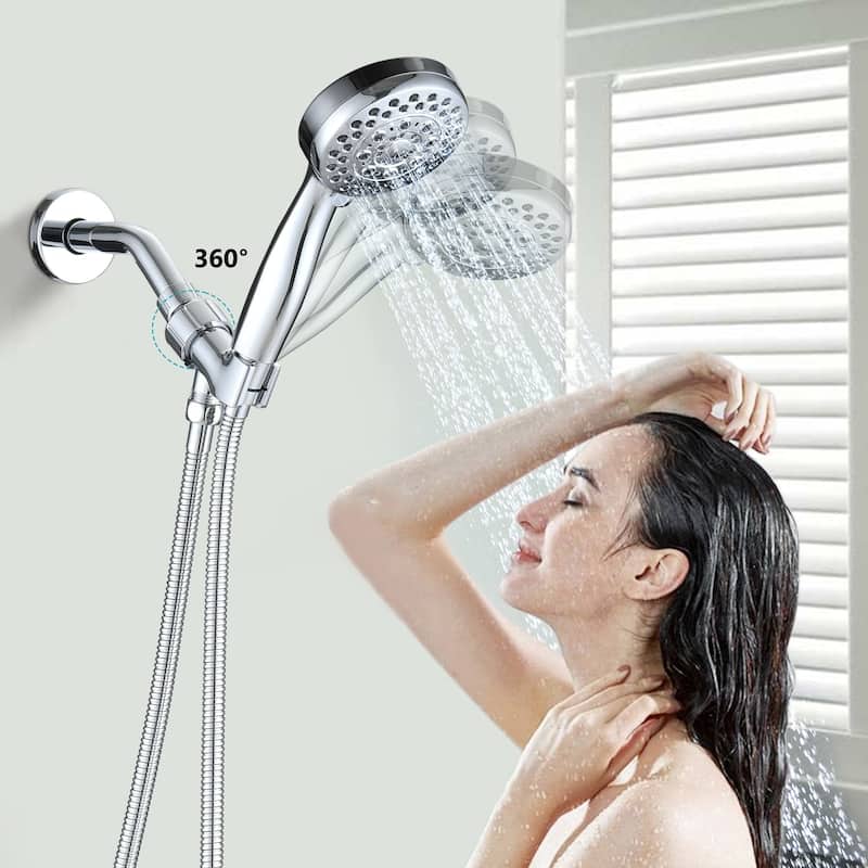 High Pressure Handheld Shower Head 5 Mode Settings Showerhead 3.5" Showerhead Set with 59 Inch Hose and Adjustable Bracket