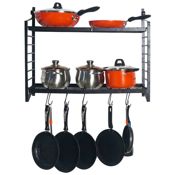 Shop Kitchen Storage 2 Tiered Wall Mounted Pot Rack Overstock 31881837