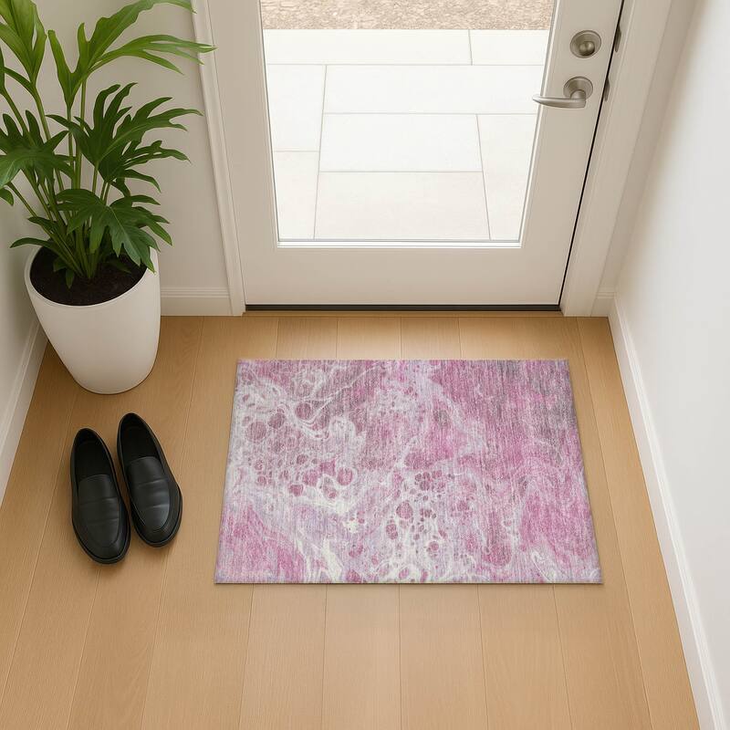 Premium Washable Super Soft Contemporary Mayfield Rug - Pink - 1'8" x 2'6"