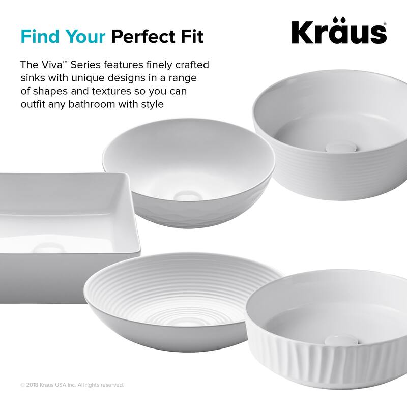 Kraus Viva 16-1/2" Circular Vitreous China Vessel Bathrrom Sink - Less