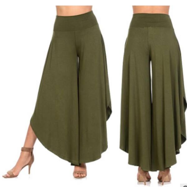 Shop Womens Casual Pants Layered Wide Leg Flowy Palazzo Pants Legs