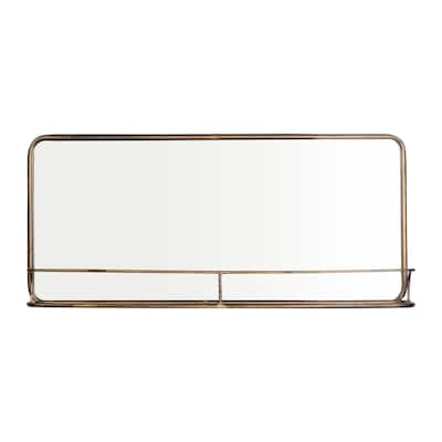 Metal Framed Wall Mirror with Shelf