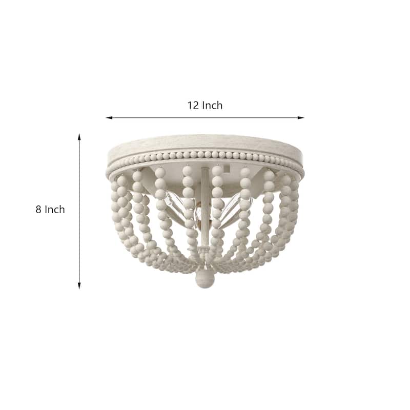 Fidenza 3-light Boho Beaded Flush Mount Ceiling Light Farmhouse Coastal Dome Lighting - 12 inches