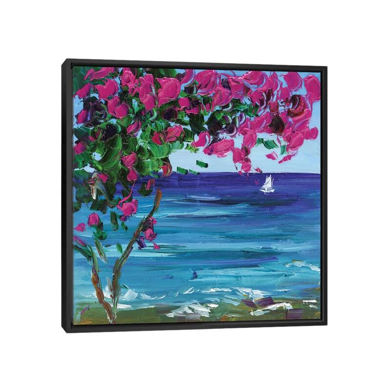 iCanvas "Bougainvillea In Greece" by Nataly Mak Framed Canvas Print - 37x37 - Black