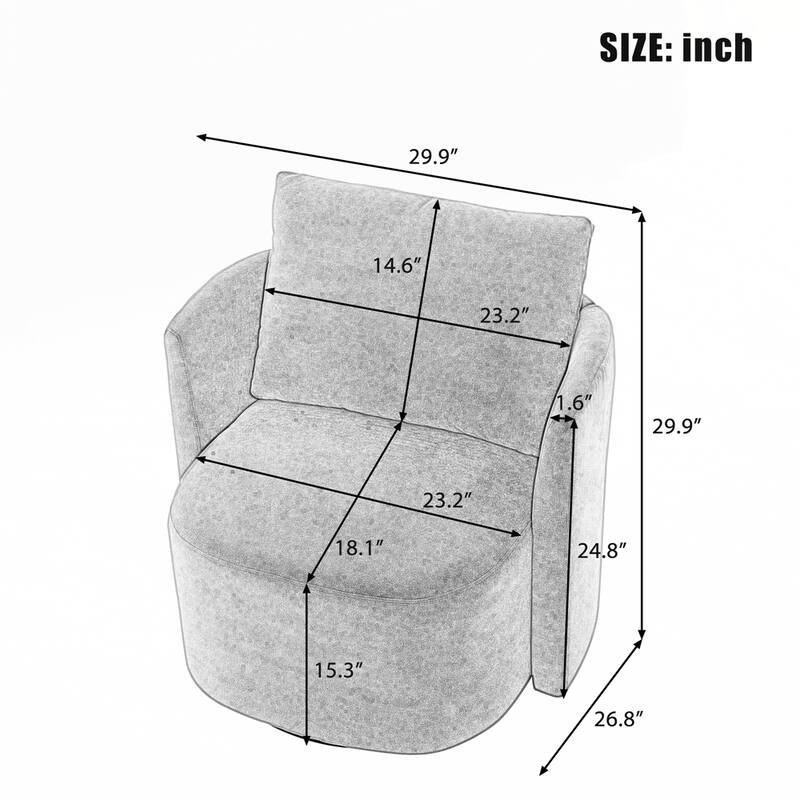 Upholstered Swivel Sofa Chair with Curved Desig