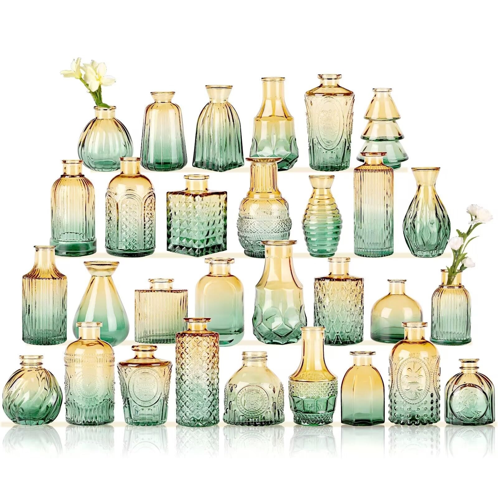 Charm Glass Bud Vases, Small Flower Vases in Bulk for Centerpieces