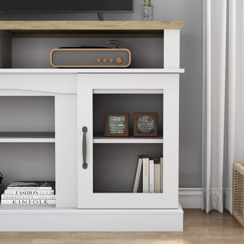 58 Inch TV Stand with Storage Cabinet and Shelves