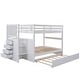 preview thumbnail 13 of 15, Full Over Full Size Bunk Stairway Bed with Twin Size Trundle and Storage Drawers, Solid Wood Detachable Bunkbed Bedframe