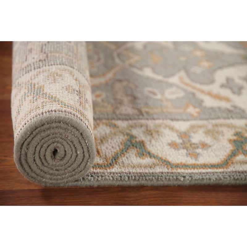 All-Over Oushak Oriental Runner Rug Hand-knotted Wool Carpet - 2'8"x 9'11"
