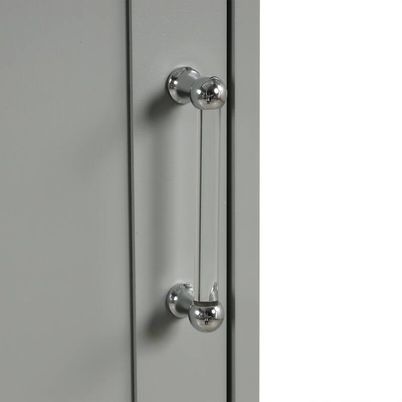 Modern Bathroom Storage Cabinet with Drawers and Adjustable Shelf, Freestanding Floor Cabinet with Acrylic Handles