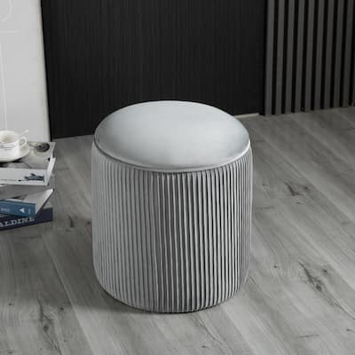 HOMCOM 15'' Small Padded Ottoman Foot Stool with Wrinkle Fabric Design, Thick Sponge Padding and Solid Base