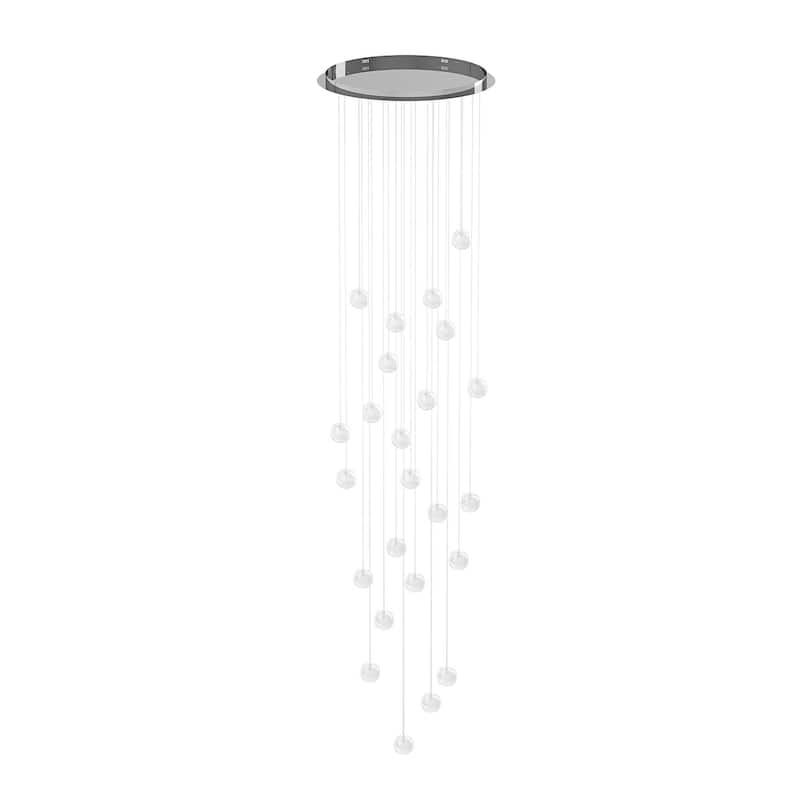 Modern Crystal Ball Long Raindrop Chandelier for Entrance Foyer Staircase