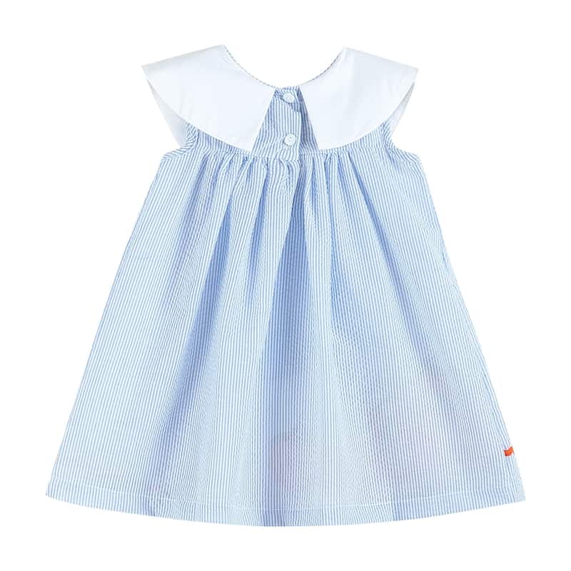 Lil Cactus Light Blue Seersucker Pumpkin Yoke Dress