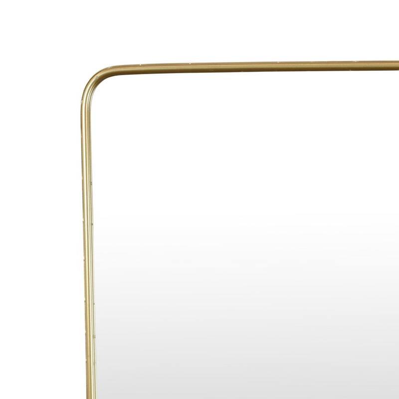 Rectangular Wall Mirror Decoration with Shelf, 17 x 24, Gold Metal