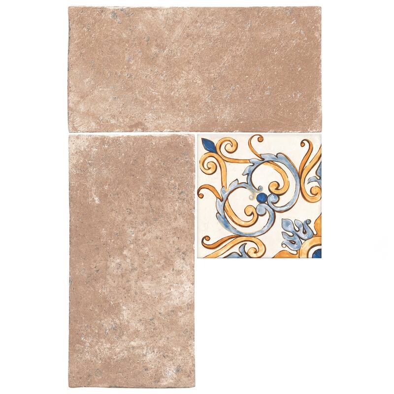 Merola Tile Toscana Spirale Montalcino with Giotto Deco 15-7/8" x 23-3/4" Porcelain Floor and Wall Tile - Case (39 Tiles)