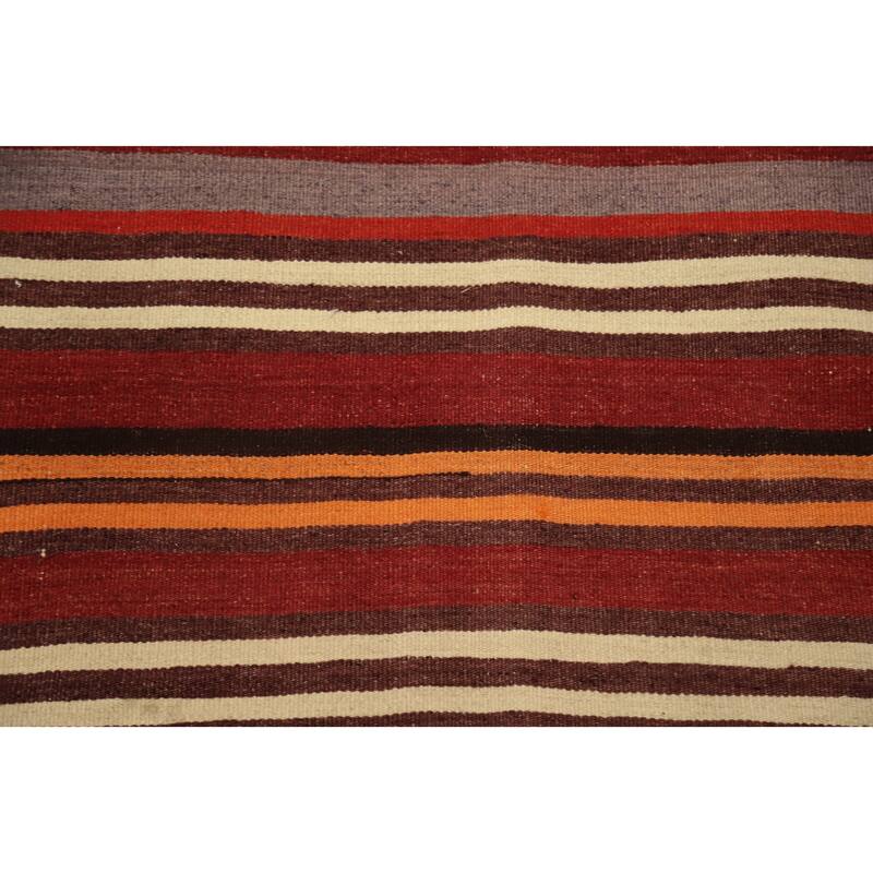 Hand Woven Oriental 100% Wool Carpet Southwestern Geometric Oranges & Rust Kilim Area Rug - 9' 4'' X 4' 10''