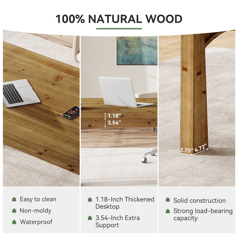 63-inch Wooden Farmhouse Computer Desk for Home Office