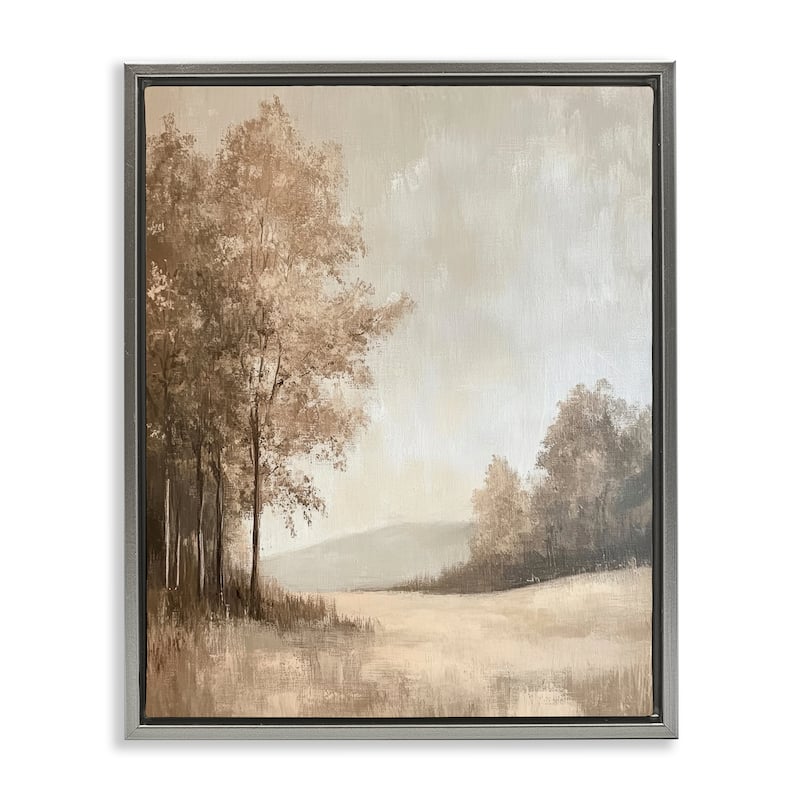Stupell Country Nature in Winter Framed Floater Canvas Wall Art Design By Petal Prints Design - 17 x 21 - Grey