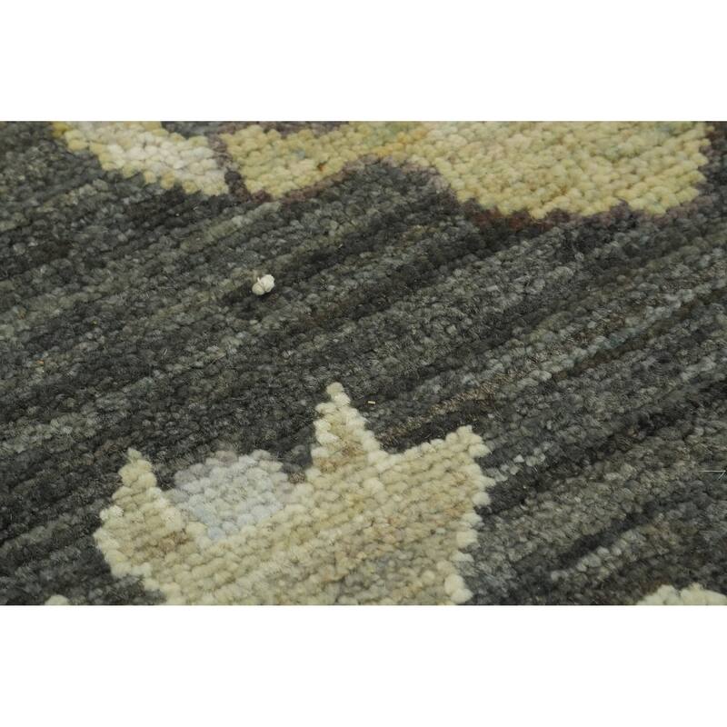 Vegetable Dye Wool Oushak Turkish Area Rug, Floral geometric Carpet - 9' 8'' X 7' 11''