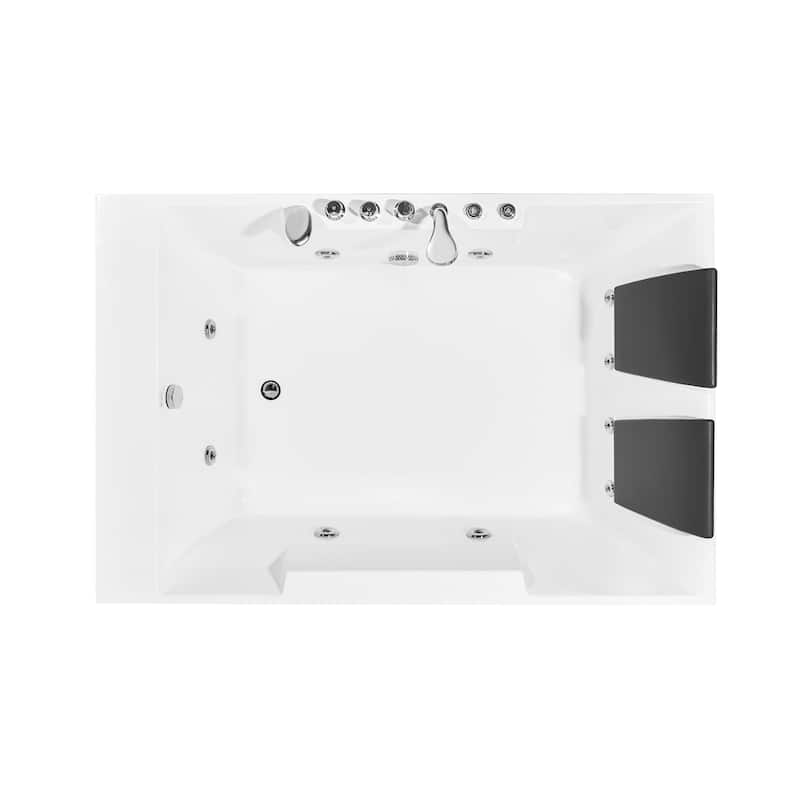 Empava 72" Whirlpool Bathtub 2 Person Water Jets Alcove Soaking Tub