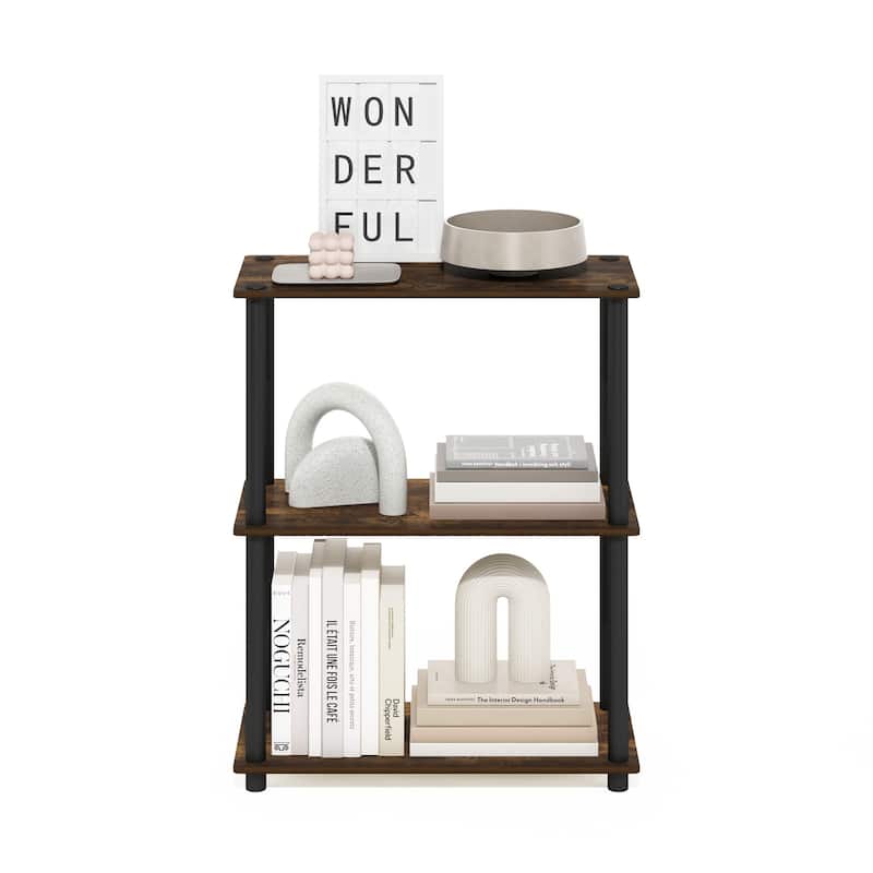 3 Tiers Wood Household Shelving Unit in Pine/Black (23.6 in. W x 29.5 in. H x 11.6 in. D) - 23.6