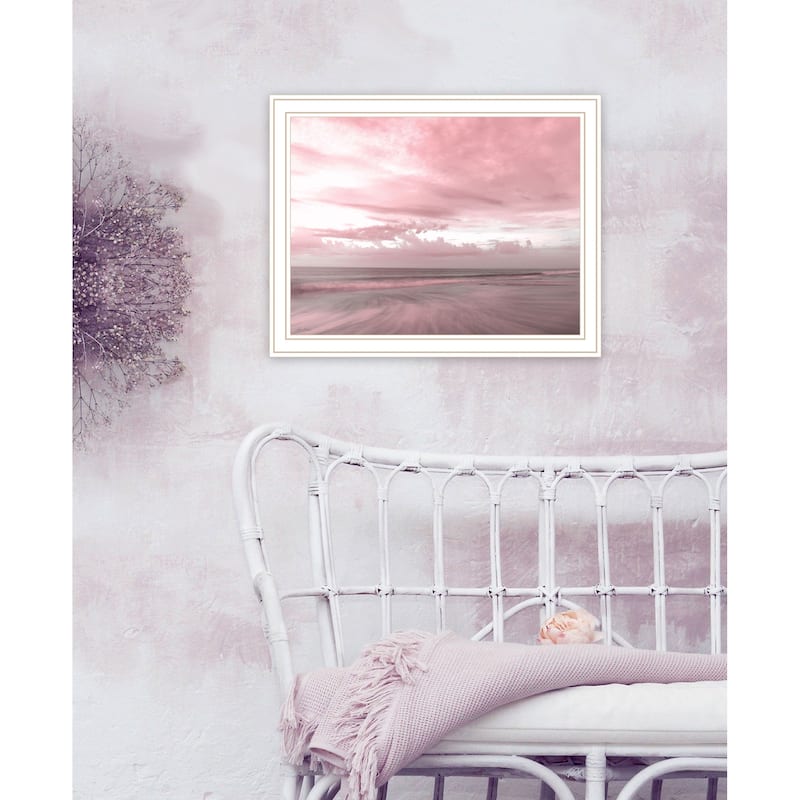TrendyDecor4U Coastal "Pink Beach Emotions" Framed Print Wall Art