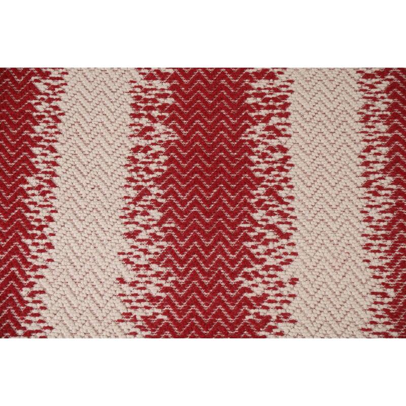 Hand Knotted Oriental 100% Wool Carpet Modern Chevron Red Moroccan Area Rug - 7' 0'' X 5' 1''