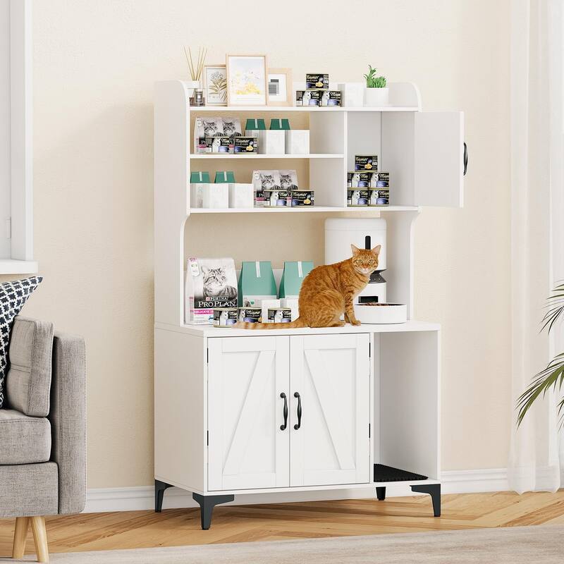 Cat Litter Box Furniture,Hidden Cat Box Enclosure with Shelf Storage