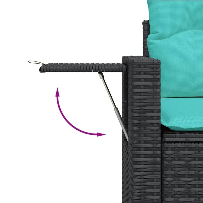 vidaXL 6 Piece Patio Sofa Set with Cushions Gray/Brown/Black Poly Rattan - 24.4" x 24.4" x 27.2"