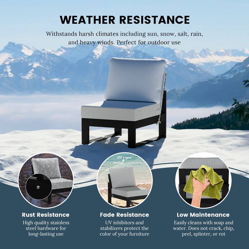 Endless Patio Deep Seating Armless Chair with Black Frame