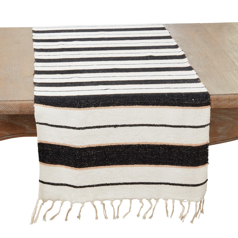 Striped Splendor Table Runner - 16"x72" - 16"x72" - Black/White
