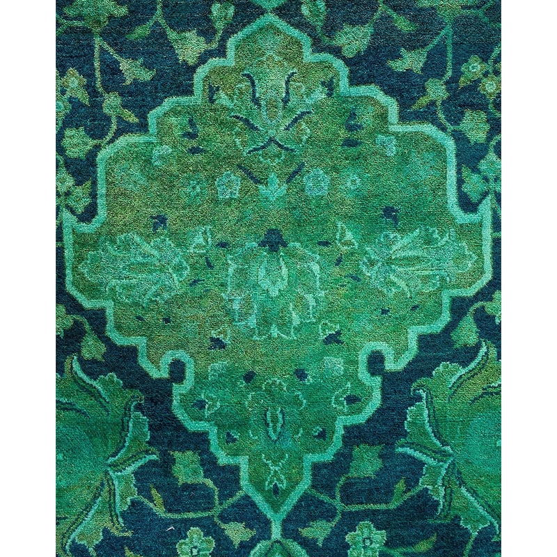 Overton Handknotted Wool Vintage Inspired Contemporary Overdyed Blue Area Rug - 14' 10" x 9' 3"