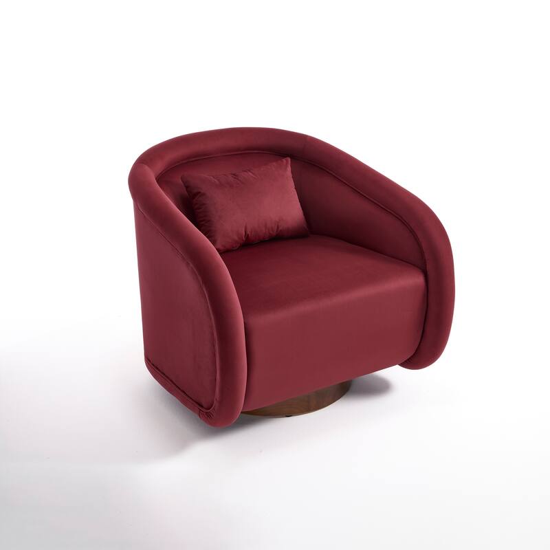 Swivel Accent Chair, 360-degree Swivel Barrel Chair with Teddy Upholstery, Comfy Pumpkin-Shaped Swivel Chair