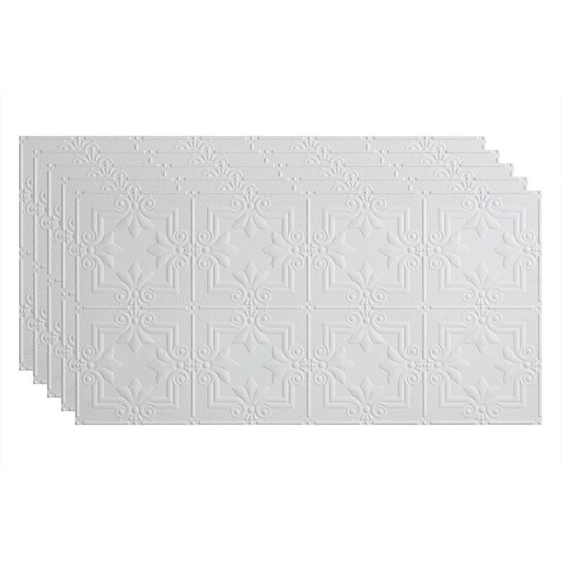 FASÄDE Regalia Decorative Vinyl 2ft x 4ft Glue Up Ceiling Panel in Matte White (5 Pack) - 5 Pack - Matte White