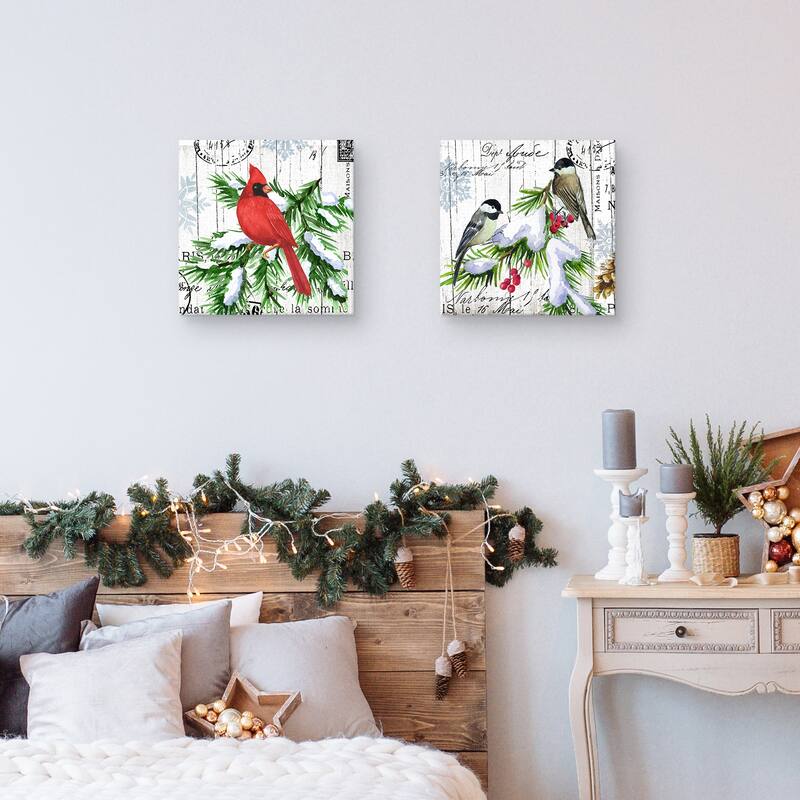 Winter Birds Cardinal 2 by Elena Vladykina Canvas Art Prints