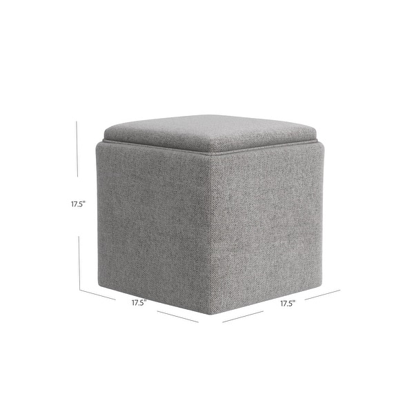 dimension image slide 2 of 5, HomePop Storage Ottoman with Tray Top