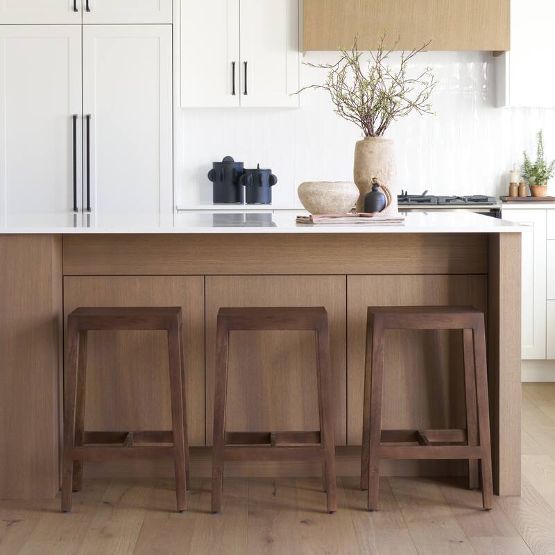 Colony Light Brown Solid Wood Counter Stool - 16.0L x 13.0W x 25.0H