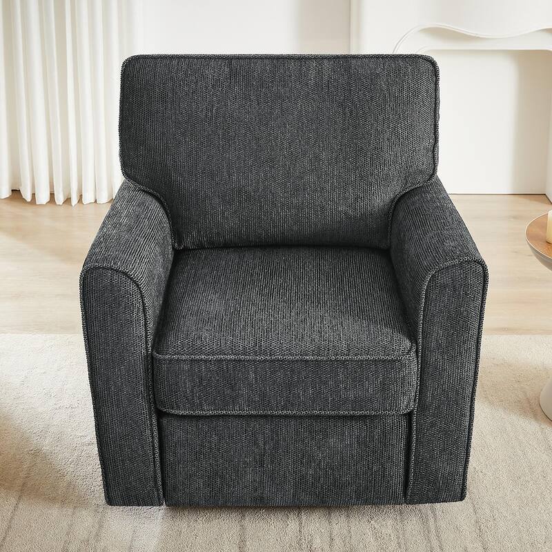 Round Lounge Chair Armchair Swivel Sofa Chair with Side Storage Pockets, Swivel Chair Accent Barrel Chair
