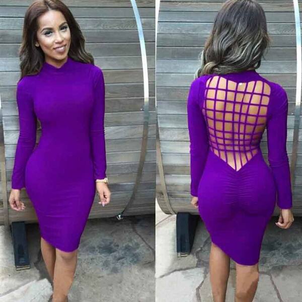 Shop Long Sleeve Sexy Black Backless Club Bodycon Bandage Dress Fall Winter Hollow Out Party Dresses Women Clothing Overstock 23017391