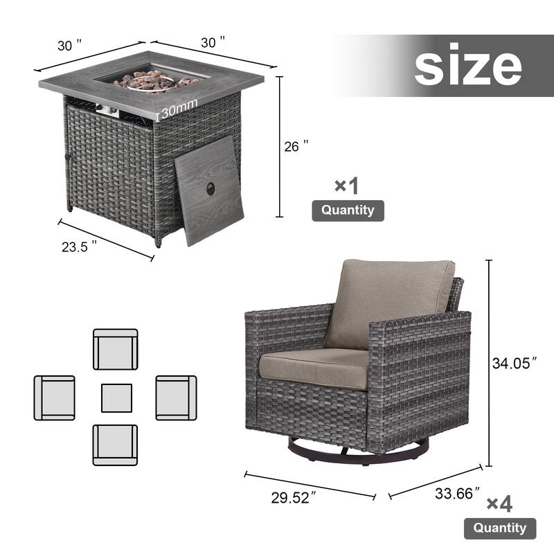 Gymojoy Outdoor Fire Pit Conversation Set, Patio Furniture with Cushions