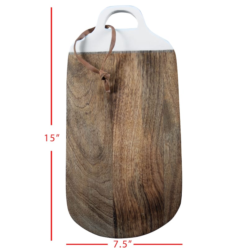 Foreside Home & Garden Large White Wood Kitchen Serving Cutting Board