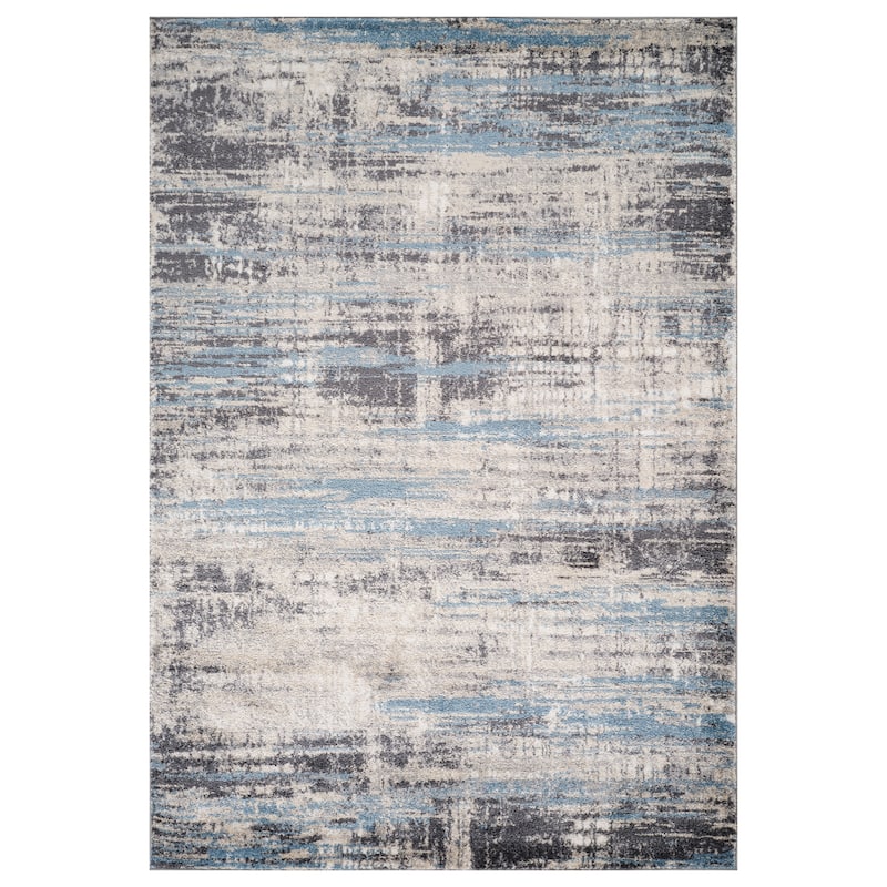 Avant Blue Abstract Power-Loom Area Rug 2' x 3' - 8x10