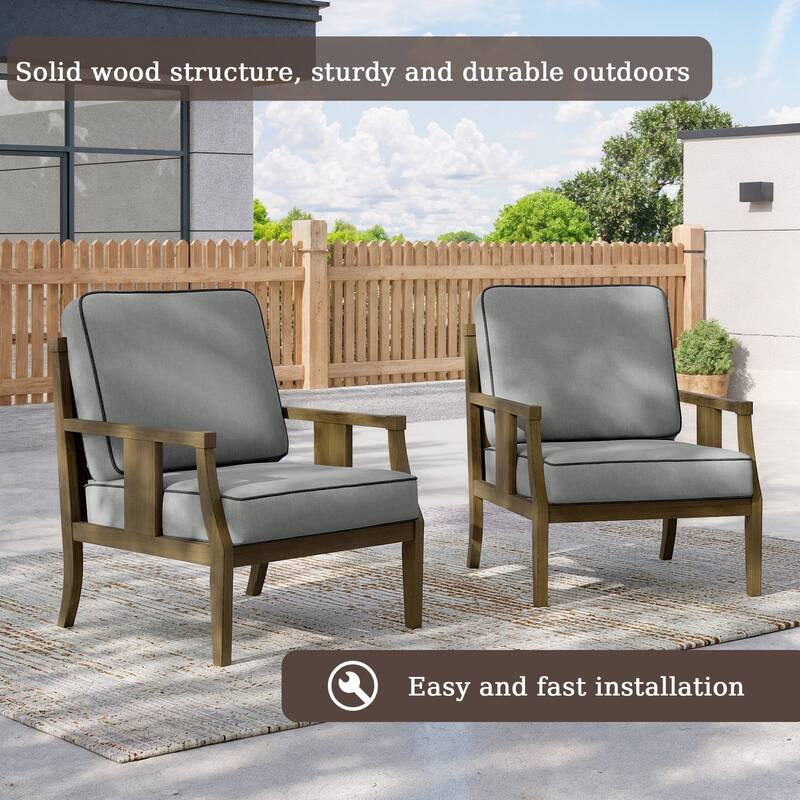 2 Set Outdoor Patio Club Chair with Cushion Patio Arm Lounge Chair
