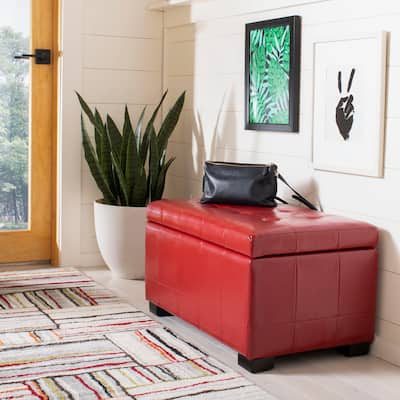 SAFAVIEH Lissa Red Manhattan Storage Bench - 30" x 18" x 17" - 30Wx18Dx17H
